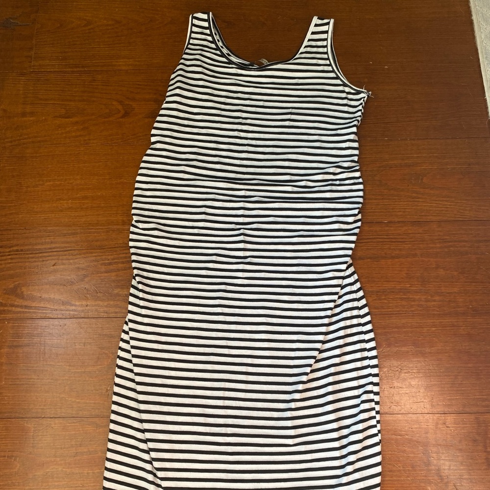White/Black stripe Maternity dress